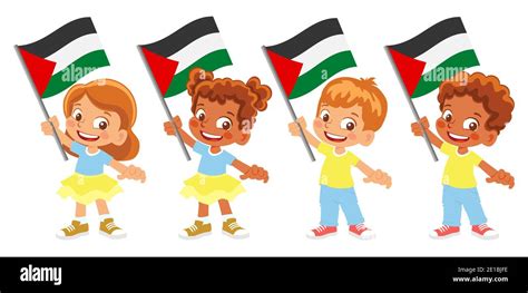 Palestine flag in hand. Children holding flag. National flag of ...