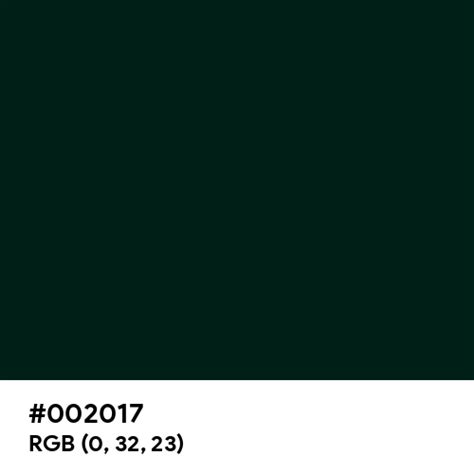 #002017 color name is Dark Green