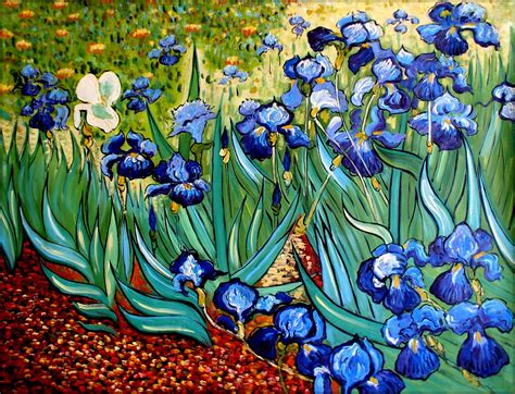 Van Gogh Irises in the Garden Repro, Hand Painted Oil Painting, 36x48in ...