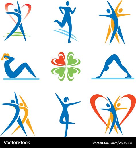 Fitness health icons Royalty Free Vector Image