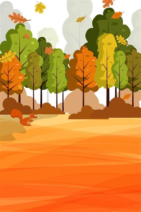 Simple Cartoon Fall Autumn Background | Autumn illustration, Tree ...