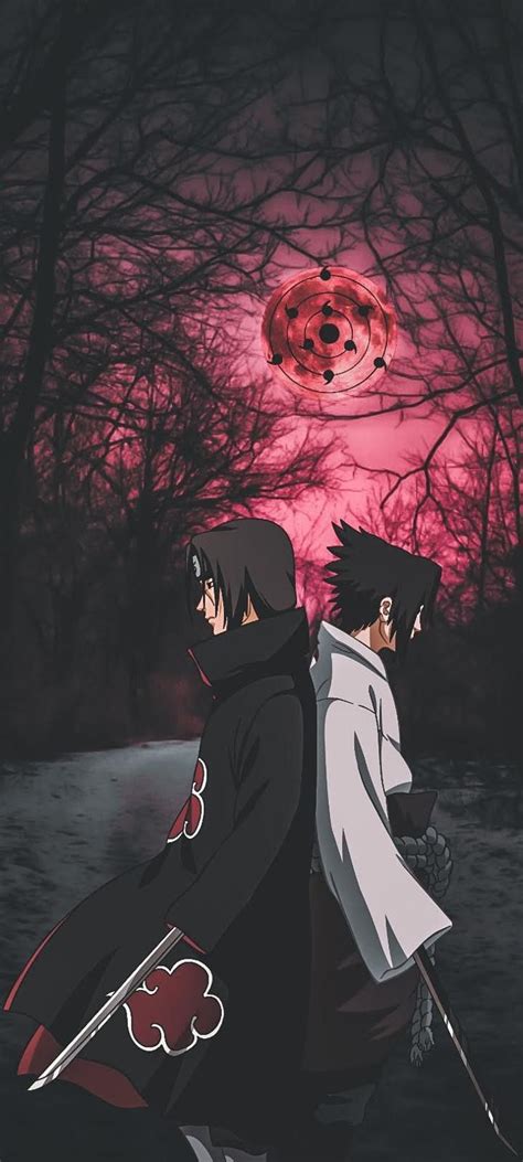 Itachi and sasuke back to back with infinite tsukuyomi behind on the ...