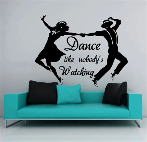 Dance Wall Decal Studio Girl And Man Dancers Dancing Pionte PVC Art ...