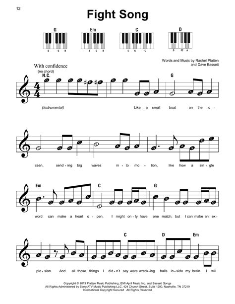 Fight Song Sheet Music | Rachel Platten | Super Easy Piano