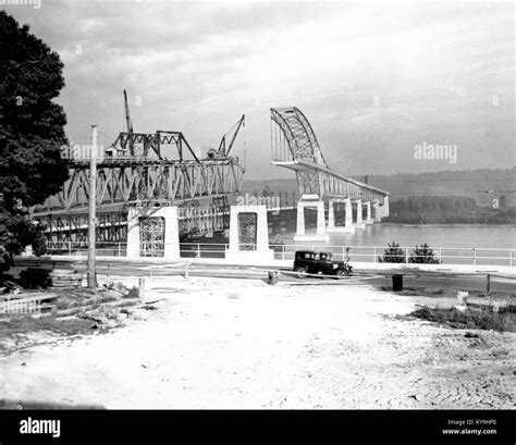 Pattullo Bridge under construction circa 1937 Stock Photo - Alamy