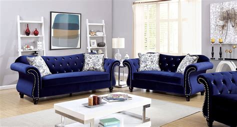 Jolanda Living Room Set (Blue) - Living Room Furniture - Living