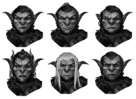 Goblin Male Faces Sketches - Baldur's Gate III Art Gallery