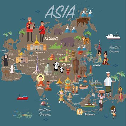 Asia Map And Travel Stock Vector | Royalty-Free | FreeImages