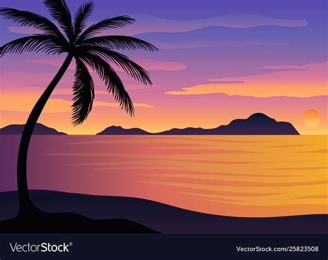 Palm Tree Sunset Silhouette Clip Art