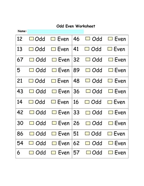 Odd And Even Worksheets Grade 1