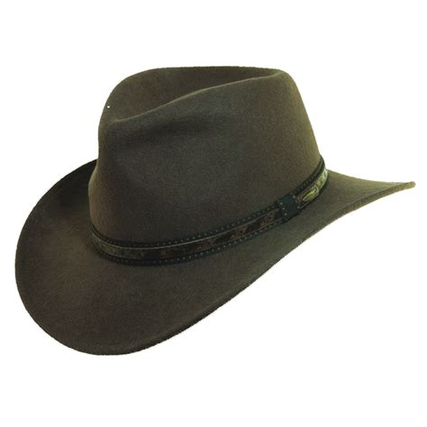 Wool Felt Outback Hat with Faux Leather Trim – Explorer Hats