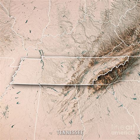 Topo Map Of Tennessee - Sheri Dorolice