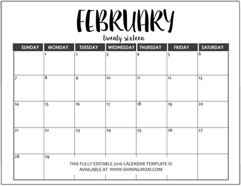 Just In: Fully Editable 2016 Calendar Templates in MS Word Format