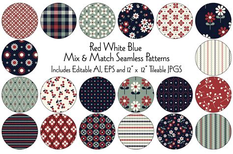 Seamless Red White Blue Patterns Graphic by Melissa Held Designs ...