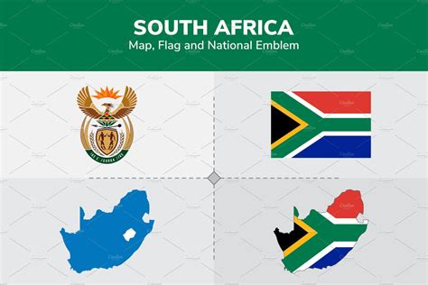 South Africa Map, Flag & National | Object Illustrations ~ Creative Market