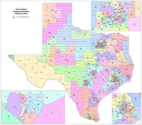 Map of Texas House of Representatives Districts 2016