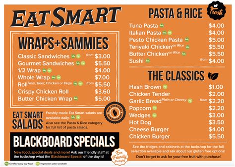 Tuck Shop Menu - Mount Albert Grammar School