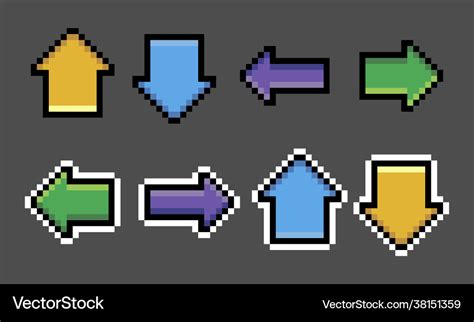 Pixel arrow set image for game assets Royalty Free Vector