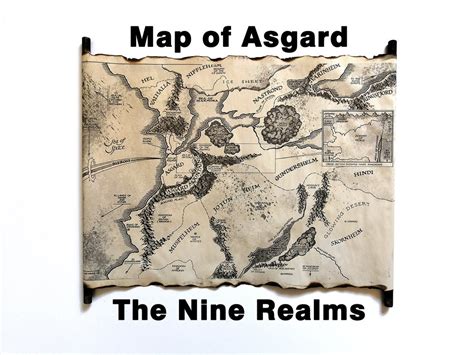 Map of Asgard on Handmade Scroll, the Nine Realms Map, Thor, Loki ...