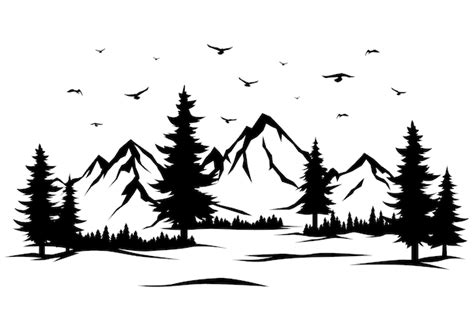 Free Vector | Hand drawn mountain range silhouette | Landscape ...