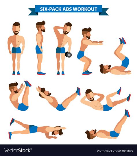 Six pack abs workout for men exereise Royalty Free Vector