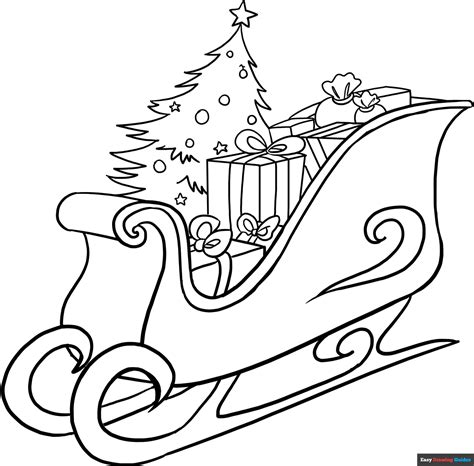 Santas Sleigh Coloring Page | Easy Drawing Guides