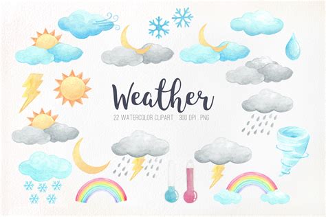 Watercolor Weather Clipart Graphic by peachycottoncandy · Creative Fabrica