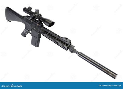 AR-15 Based Sniper Rifle with Silencer Stock Photo - Image of fire ...