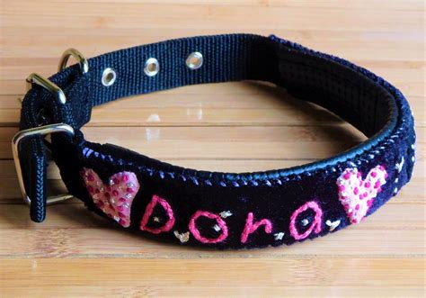 Dog Name Collar Dog Name Tag Collar Dog ID Collar - Etsy