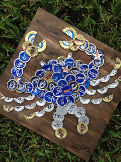 Blue Crab Beer Cap Art 12 x 12 Signed Original | Etsy