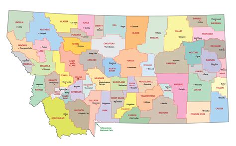 Montana Map Showing Counties