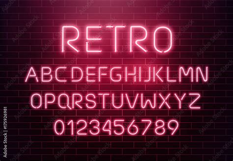 Light neon font letter set. Bar sign vector type. Glowing casino and ...