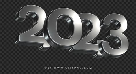 Silver 2023 3D Text Logo New Year HD PNG | Citypng