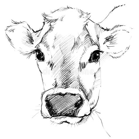 Cow Sketch. Dairy Cow Pencil Sketch. Stock Illustration - Illustration ...