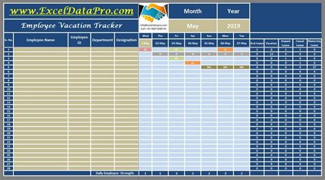 Download Employee Vacation Tracker Excel Template - ExcelDataPro