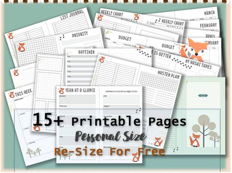 Filofax personal inserts planner pages printable kit agenda | Etsy