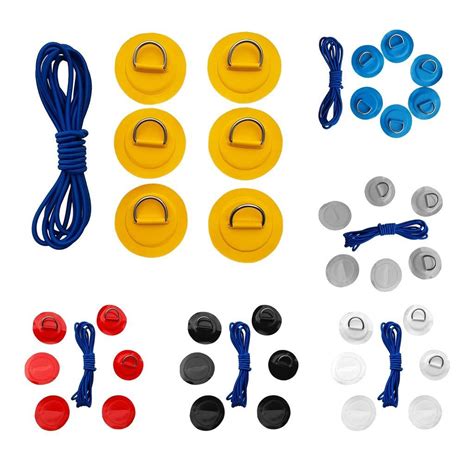 Kayak Accessories Kit- 6Pcs D-Ring Patch/Pad + Elastic Rope for ...