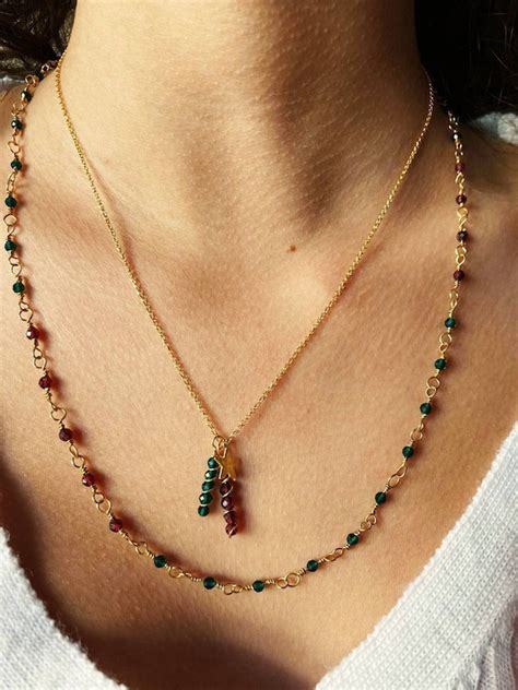 Tiny Necklace Stone Necklace Minimalist Necklace Layered | Etsy