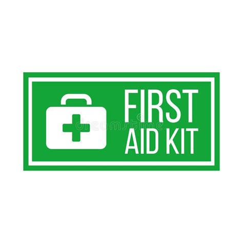 Green First Aid Kit Label or Sign. Medical Box with Cross. Medical ...