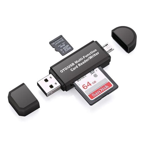 Micro USB OTG to USB 2.0 Adapter SD/Micro SD Card Reader+standard USB ...