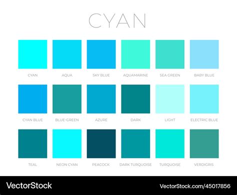 Cyan blue color shades swatches Royalty Free Vector Image