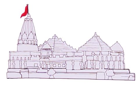 Ram Mandir Drawing Ram Mandir Ayodhya Ram Mandir Drawing Easy How To ...