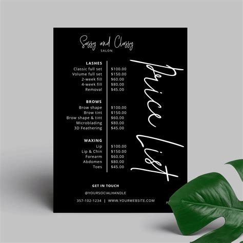 DIY Price List Templates - Printable Salon Pricing Menu - Digital Download