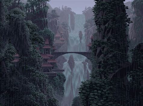 Jungle Waterfalls(Elvish Falls - Morning/Afternoon/Rain/Twilight) Pixel ...