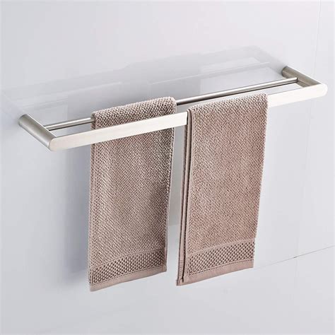 Double Towel Bar Set Bath Shower Hand Towel Rail Shelf Holder Bathroom ...