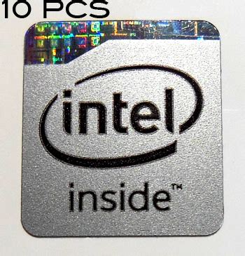 10 pieces of Original Intel Inside Sticker in Silver 13 x 15mm / 1/2″ x ...