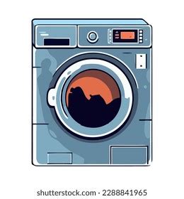 Modern Washing Machine Spinning Clothes Laundromat Stock Vector ...