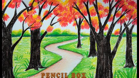 Autumn season Beautiful scenery drawing II শরৎ কালের দৃশ্য I Pencil Box ...