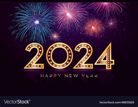 2024 happy new year fireworks celebration Vector Image