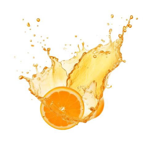 orange juice splash with orange slices on transparent background ...